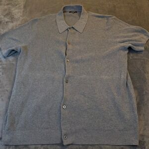 33 Degrees Gray Textured Knit Polo Shirt Short Sleeve Button Up Mens Extra Large